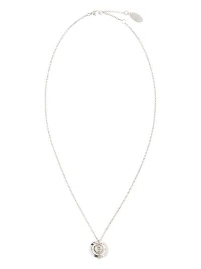 Vivienne Westwood Pearl Circle Necklace In Silver