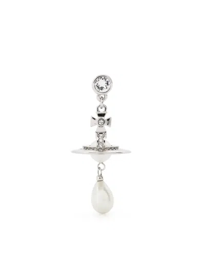 Vivienne Westwood Man Imitation Pearl Drop Mono Earring In Crystal,cream