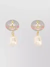 Vivienne Westwood Pearl Drop Earrings Gold-tone Finish In Brown