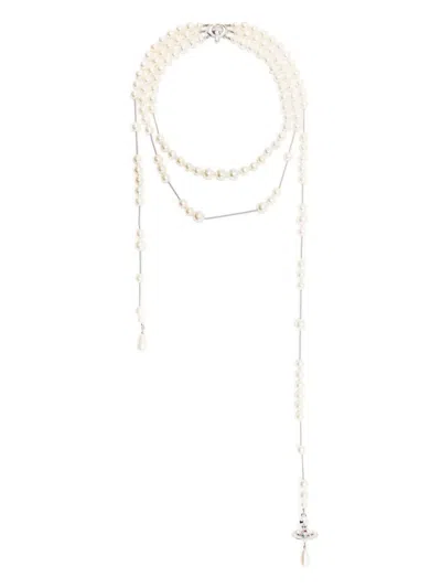 Vivienne Westwood Pearl-embellished Wraparound Necklace In White