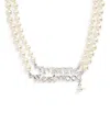 Vivienne Westwood Pearl Emilio Logo Necklace In Silver