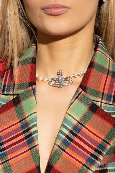 Vivienne Westwood Pearl Necklace In Silver