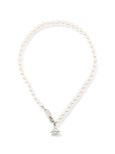 Vivienne Westwood Pearl Necklace "simonetta" In Metallic