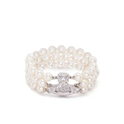 Vivienne Westwood Pearl Orb Bracelet In Neutrals/silver