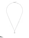 Vivienne Westwood Platinum Orb Pendant Necklace With Crystal In Metallic