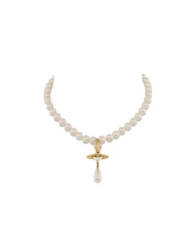 Vivienne Westwood Pearl Pendant Necklace In Yellow