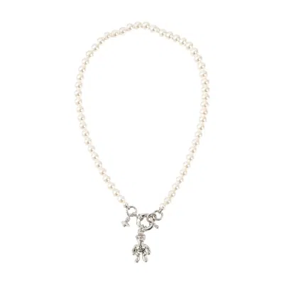 Vivienne Westwood Pearl Strand With Silver Charm Necklace In White