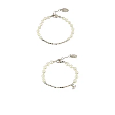 Vivienne Westwood Pearl-embellished Logo Bracelet In Multi