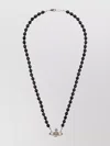 Vivienne Westwood Pendant Beaded Silver-tone Necklaces In Black