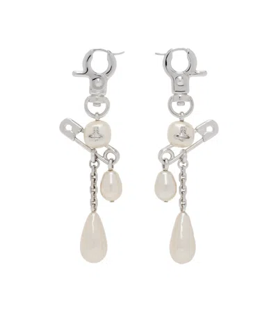 Vivienne Westwood Claude Long Earrings Silver Swarovski Pearls Women