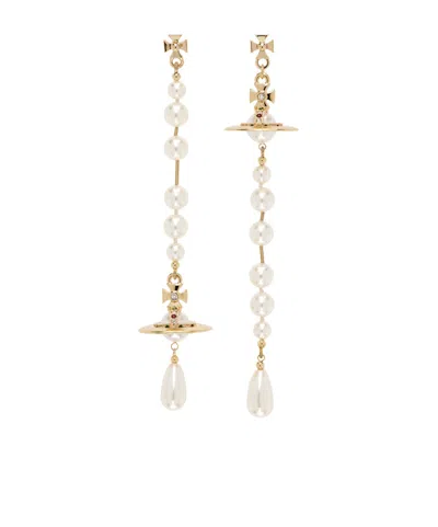 Vivienne Westwood Gold & White Broken Pearl Earrings In Gold/pearl/multi