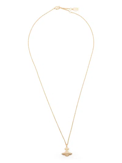 Vivienne Westwood Pendant Orb Crystal Necklace In Gold