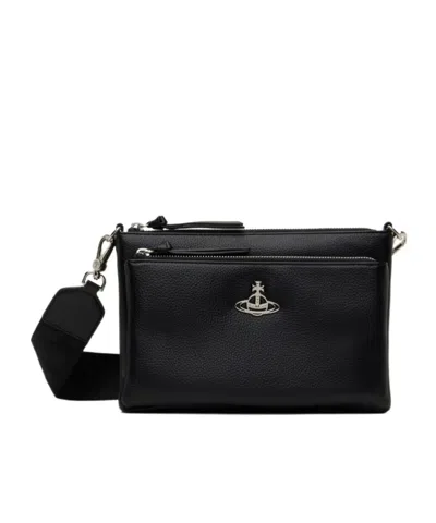 Vivienne Westwood Penny Db Logo Crossbody Bag In Black