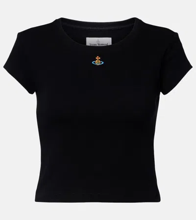 Vivienne Westwood Peru Cropped Cotton-blend Jersey T-shirt In Black