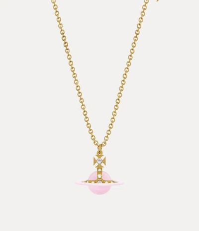 Vivienne Westwood Petite Original Orb Pendant Necklace Gold / Pink Cubic Zirconia / Enamel Women
