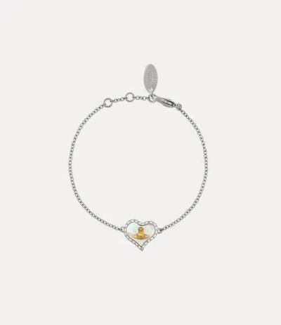 Vivienne Westwood Petra Bracelet Silvergoldwhitepearl-tint-mop-whiteopal Brass Women In Metallic