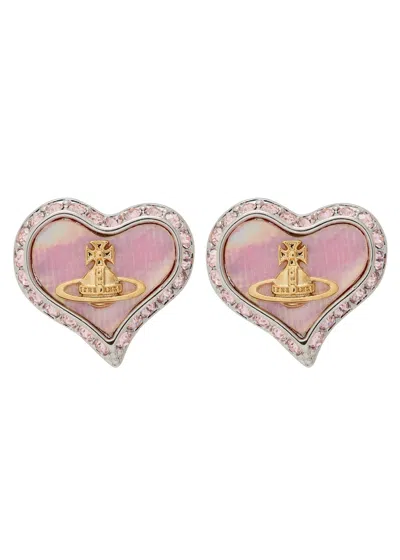 Vivienne Westwood Petra Heart Crystal-embellished Stud Earrings In Gold