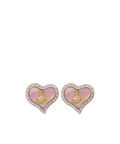 Vivienne Westwood Petra Heart Crystal-embellished Stud Earrings In Green