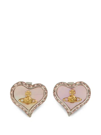 Vivienne Westwood Petra Orb Heart Earrings In Pink
