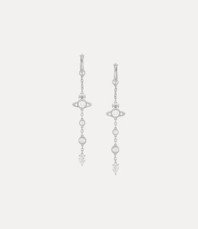 Vivienne Westwood Phaedra Long Earrings In Platinum-white-cz