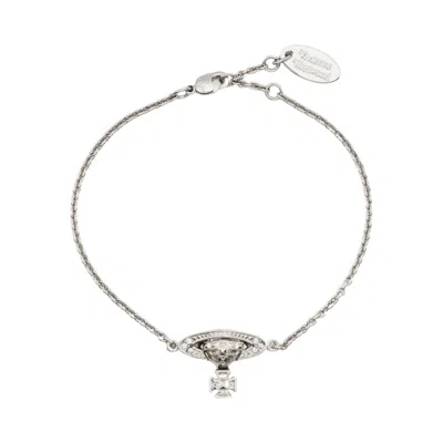 Pre-owned Vivienne Westwood Pina Bas Relief Bracelet 'platinum/crystal' | Silver | Women's Size Onesize