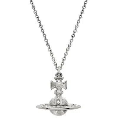 Vivienne Westwood Pina Pendant Necklace Silver In Gray