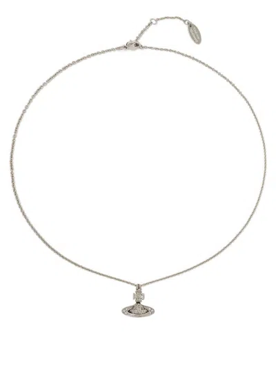 Vivienne Westwood Pina Small Bas Relief Pendant Necklace Woman Platinum In Silver