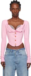 Vivienne Westwood Bea Corset Cotton And Cashmere Cardigan In Pink