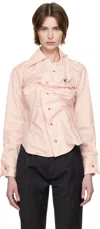 Vivienne Westwood Orb Gathered Asymmetric Cotton Shirt In G401 Pink