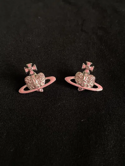 Pre-owned Vivienne Westwood Pink Heart Earrings In Silver