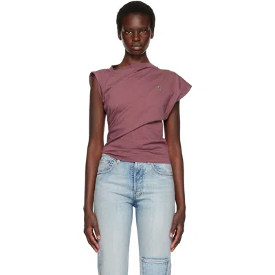 Vivienne Westwood Mens Oxblood Red Hebo Asymmetric Cotton Top In Brown