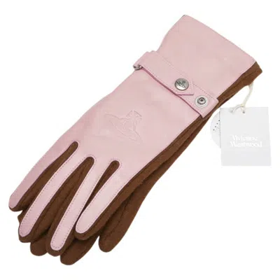 Pre-owned Vivienne Westwood Pink Leather Wool Nylon Warm Gloves () In Multi