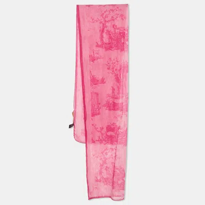 Vivienne Westwood Pink Printed Lurex Cotton Scarf In Brown