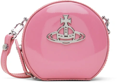 Vivienne Westwood Pink Shiny Mini Round Crossbody Bag In G406 Pink