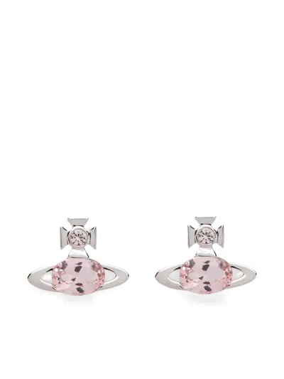 Vivienne Westwood Pink-stone Earrings In Metallic