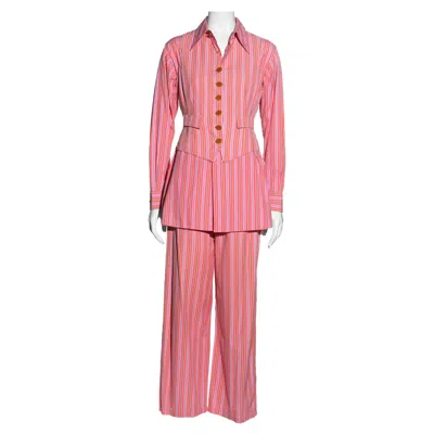 Pre-owned Vivienne Westwood Pink Striped Cotton 3-piece Suit, Ss 1993