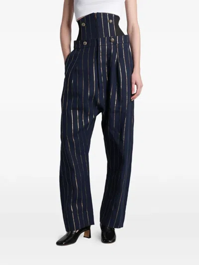 Vivienne Westwood Pinstripe Corset-waist Trousers In Blue
