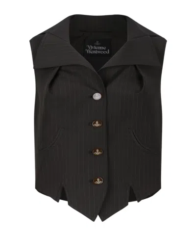 Vivienne Westwood Pinstriped Vest In Black