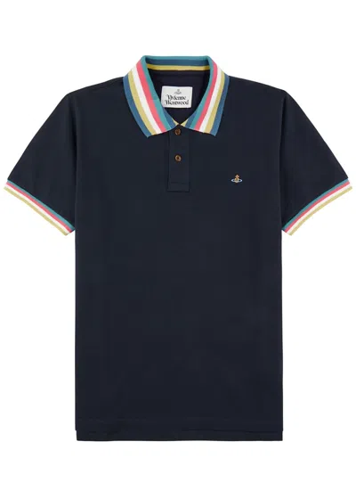 Vivienne Westwood Piqué Cotton Polo Shirt In Black