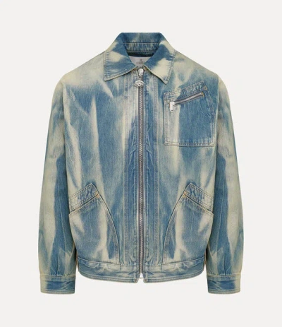 Vivienne Westwood Mens Blue Piranha Relaxed-fit Denim Jacket In Multi
