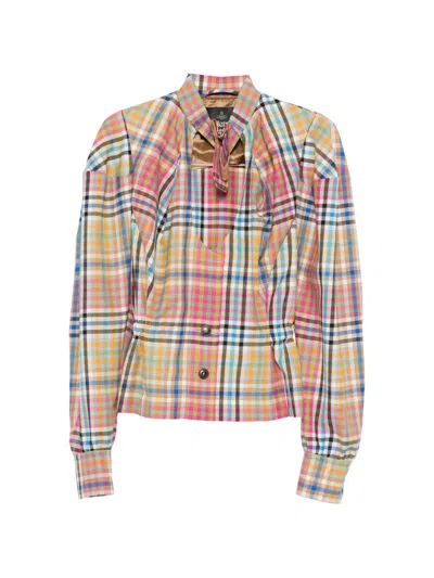 Vivienne Westwood Plaid Button Front Top In Multi