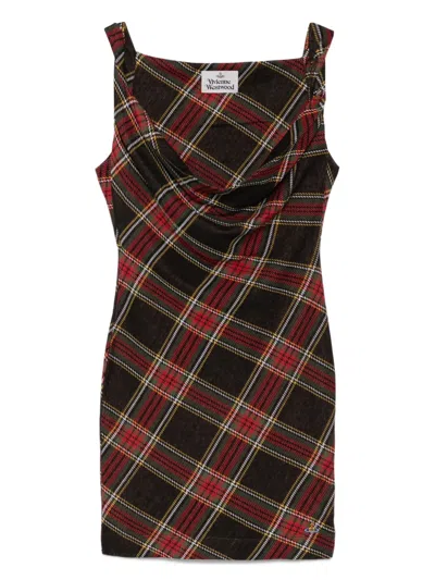 Vivienne Westwood Plaid Cowl-neck Dress In Black