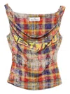 Vivienne Westwood Plaid Draped Tank Top In Red
