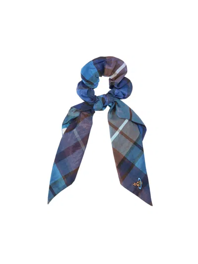 Vivienne Westwood Plaid Hair Scrunchie Scarf In Multi