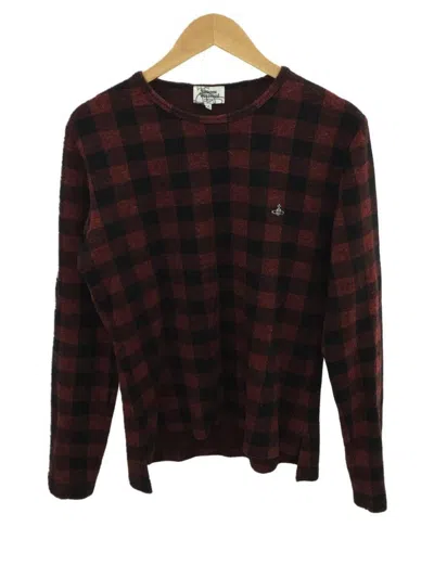 Pre-owned Vivienne Westwood Plaid Orb Knit Sweater In Red