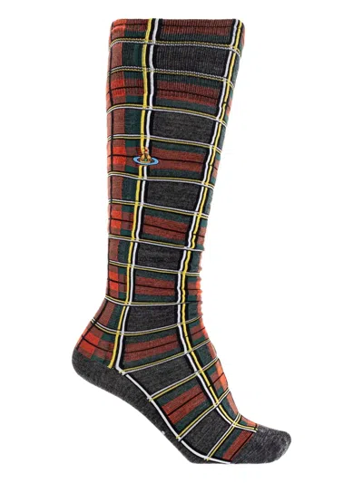 Vivienne Westwood Plaid-pattern Knee-high Socks In Multi