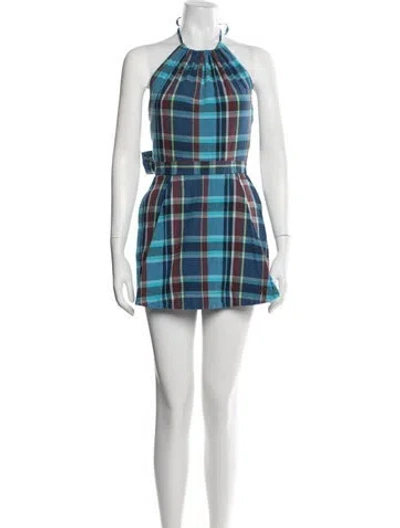 Pre-owned Vivienne Westwood Plaid Print Halterneck Jumpsuit In Green
