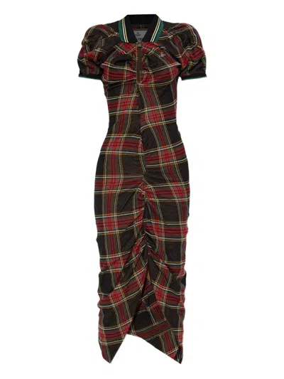 VIVIENNE WESTWOOD PLAID PUFF-SLEEVE DRESS