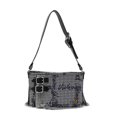 Vivienne Westwood Plaid Shoulder Bag In Black