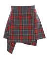 Vivienne Westwood Asymmetric Wrap Skirt With Check Pattern And Button Fastening